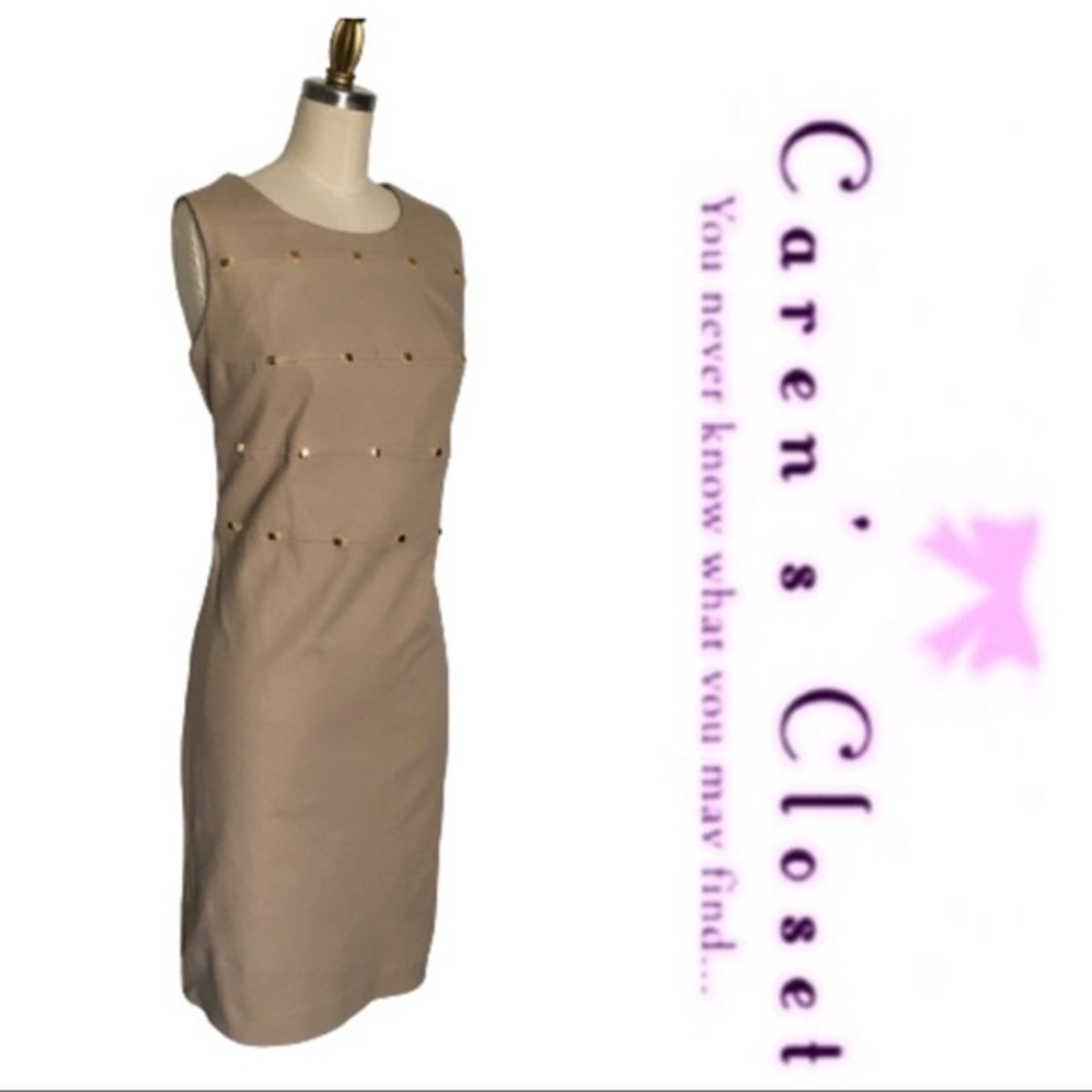 Calvin Klein Khaki Studded Sheath Dress - Picture 4 of 8